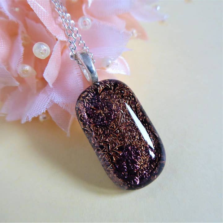 Fused glass pendant - candy apple red prismatic for wholesale by Eva Glass Design