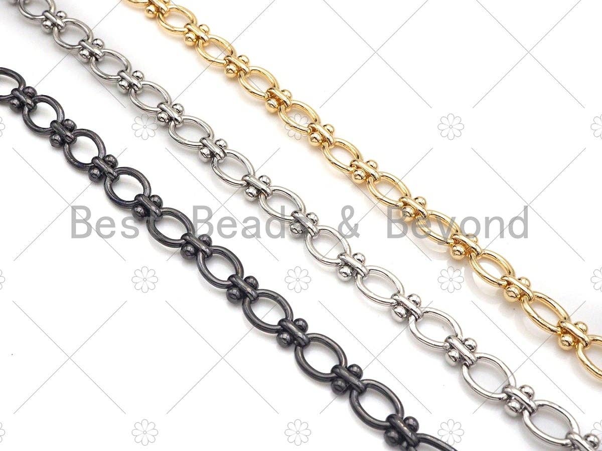 BestBeads&Beyond - Wholesale Link & Chain Necklace - High Quality Hand Made Oval T Ball linked Chain, 18K Gold Filled Chain, Wholesale bulk Chain, 8x10mm, sku#M3171