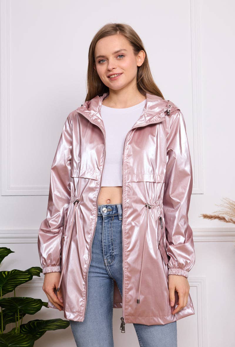 SOFTY - Wholesale Raincoat - Women's - Iridescent effect drawstring waterproof jacket S56030