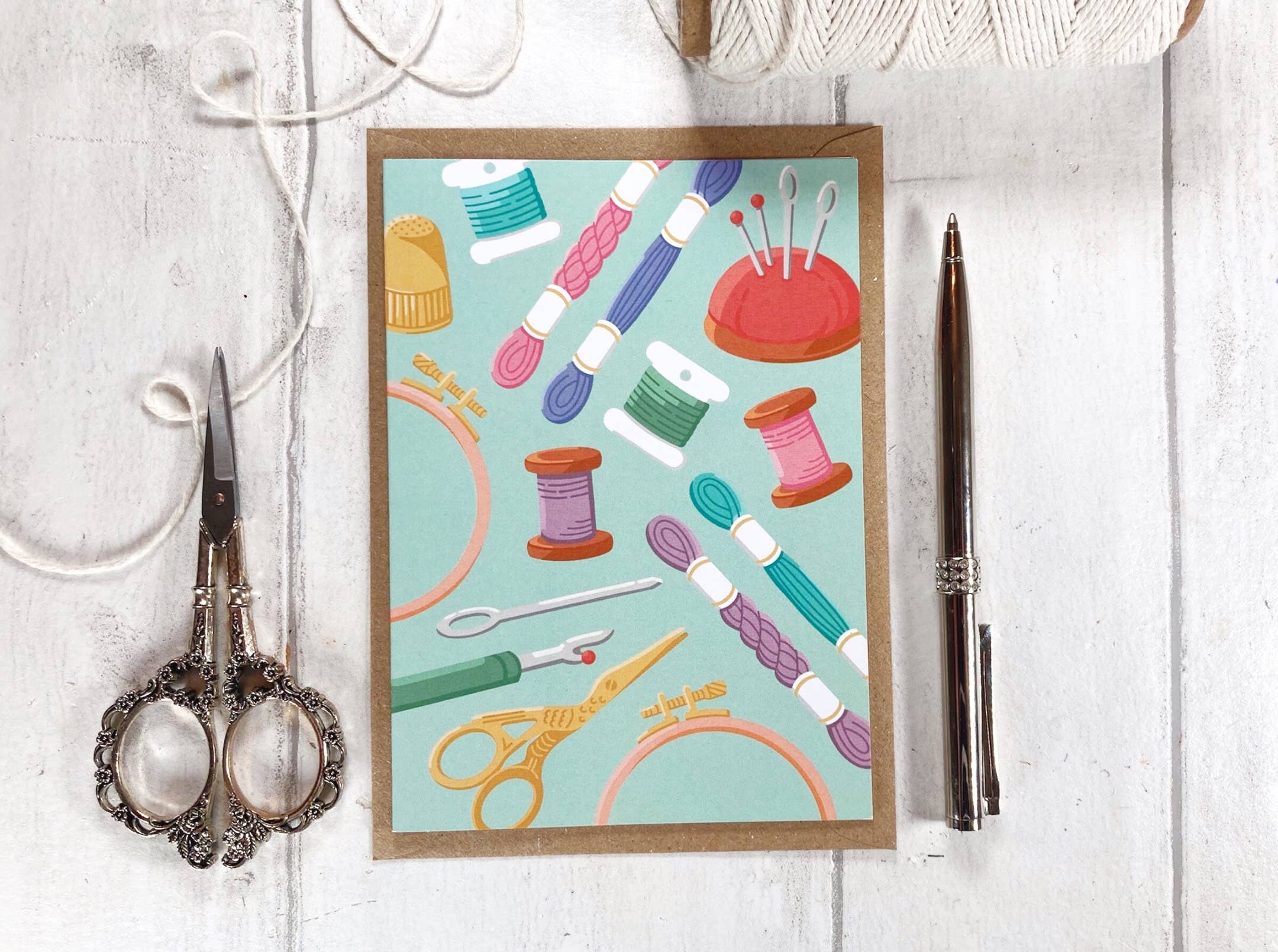 Little Green Stitches - Vente Carte de vœux classique - Carte de vœux Needlecraft, carte brodée et brodée au point de croix1