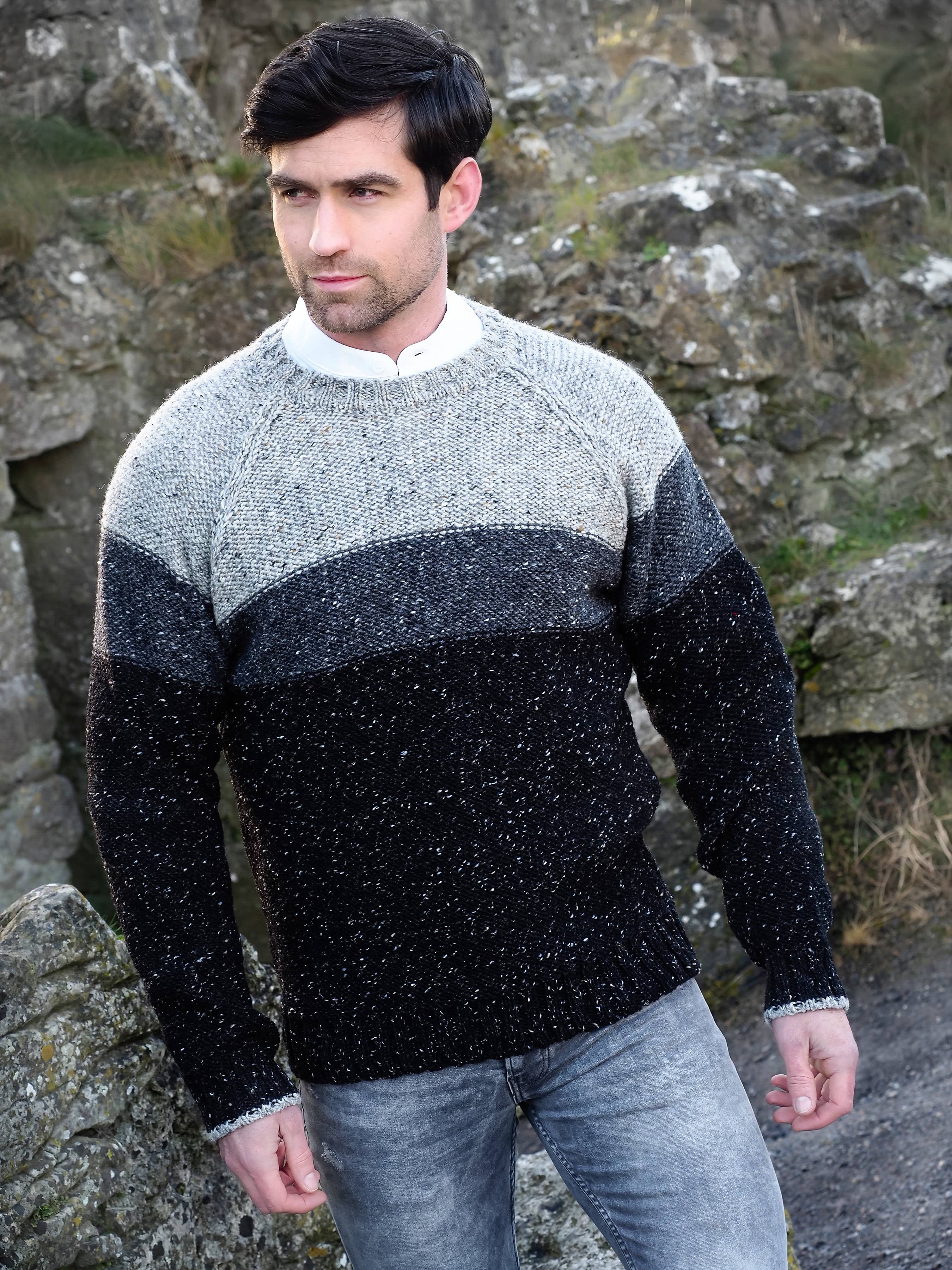 Aran Crafts - Wholesale Knit Sweater - Men's - DONEGAL  THREE TONE SWEATER K5261
0