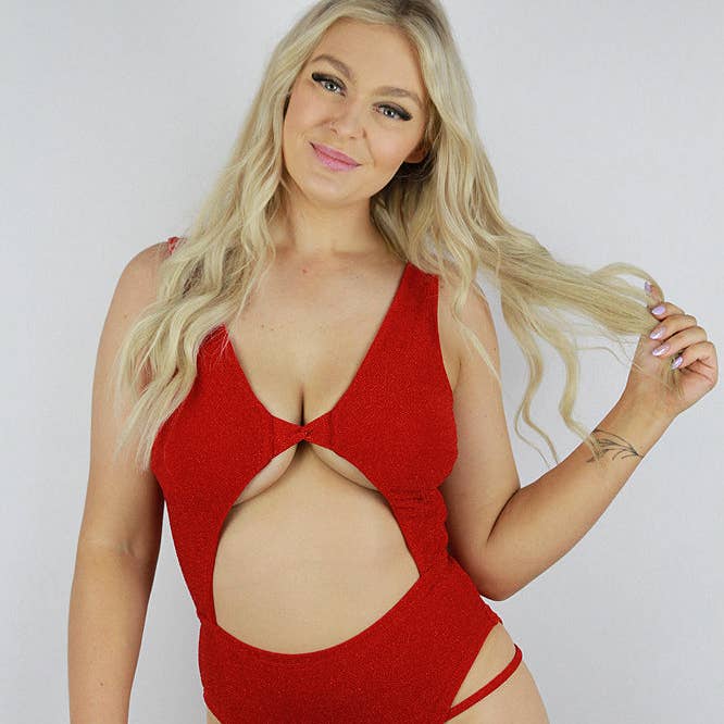 Glitteratti Knot Bodysuit Red for wholesale by Rarr Designs