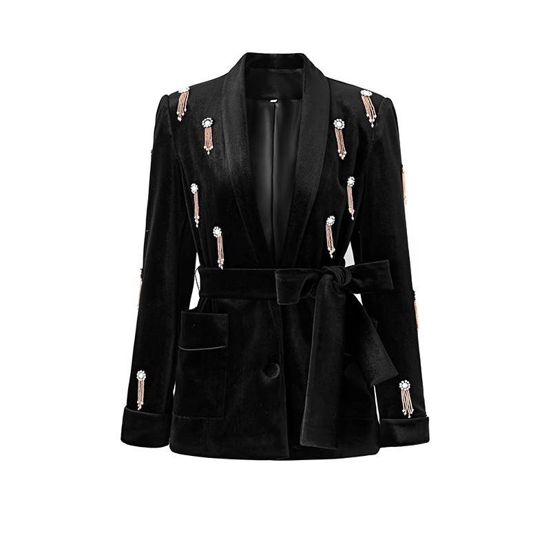 Productseeker – wholesale Kostymset – Dam – SET041 Kraftig pärlbyxa i sammet med breda ben4