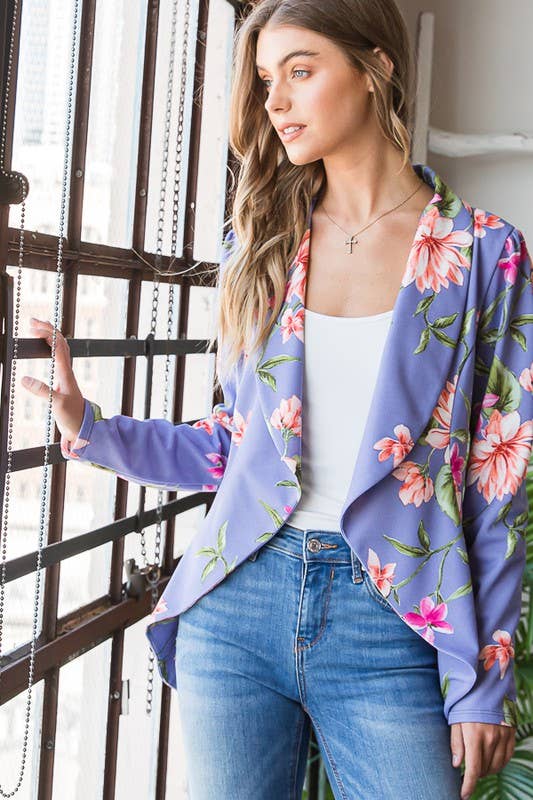 LAVENDER SJ1206-24  FLORAL OPEN BLAZERS for wholesale on Faire5
