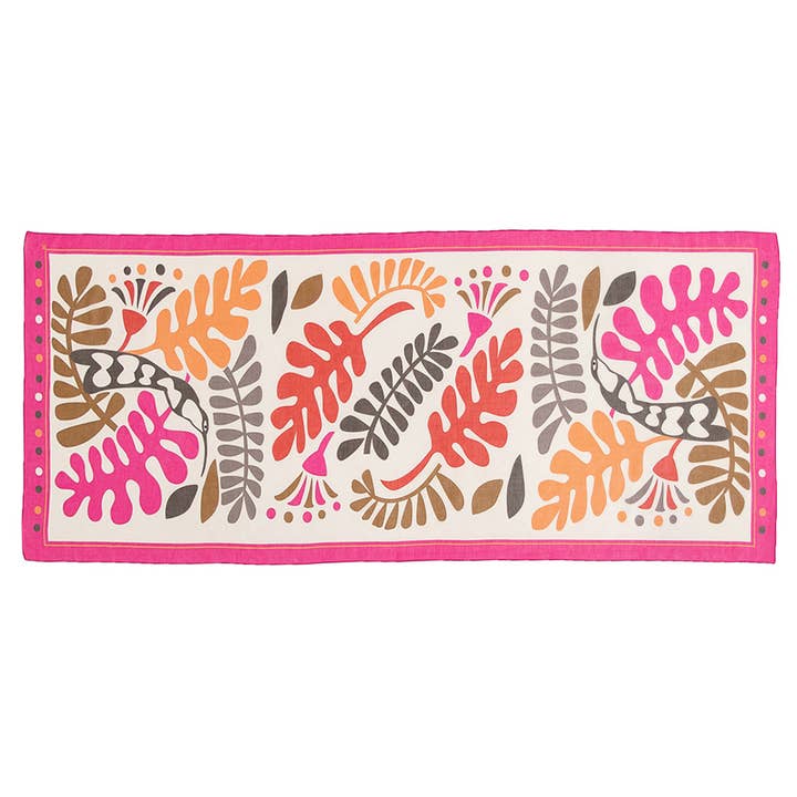 Pink Orange luksus rektangulært tørklæde i italiensk bomuldssilke | Haitiansk inspireret kunsttørklæder af Woman Owned Small Business | Tako Gingerbread for engroshandel hos ZILEM