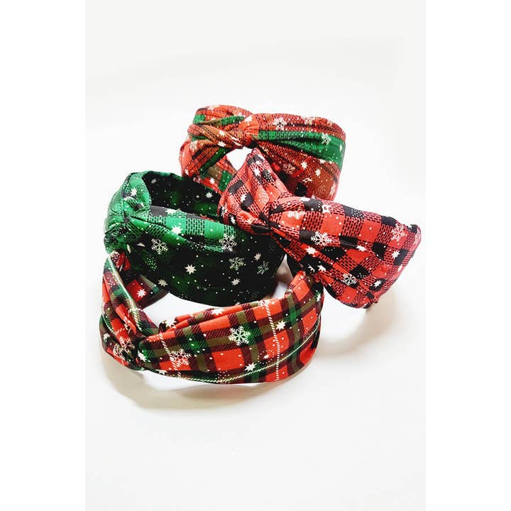 Funteze - Wholesale Fashion Headband - Women's - Christmas Plaid Snowflake Headband