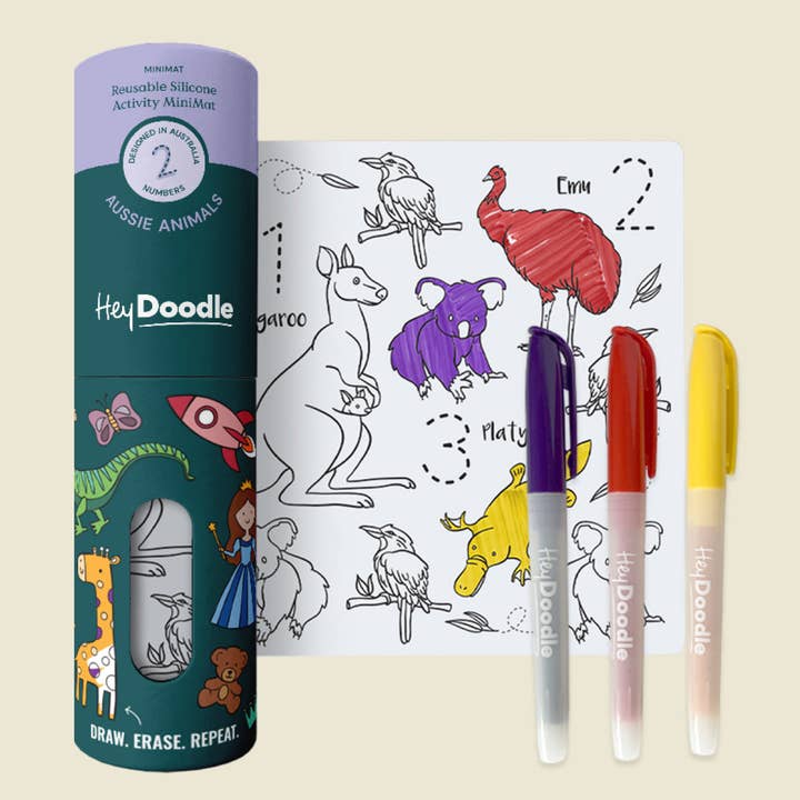 Aussie Animals Mini Coloring & Doodle Mat for wholesale by HeyDoodle