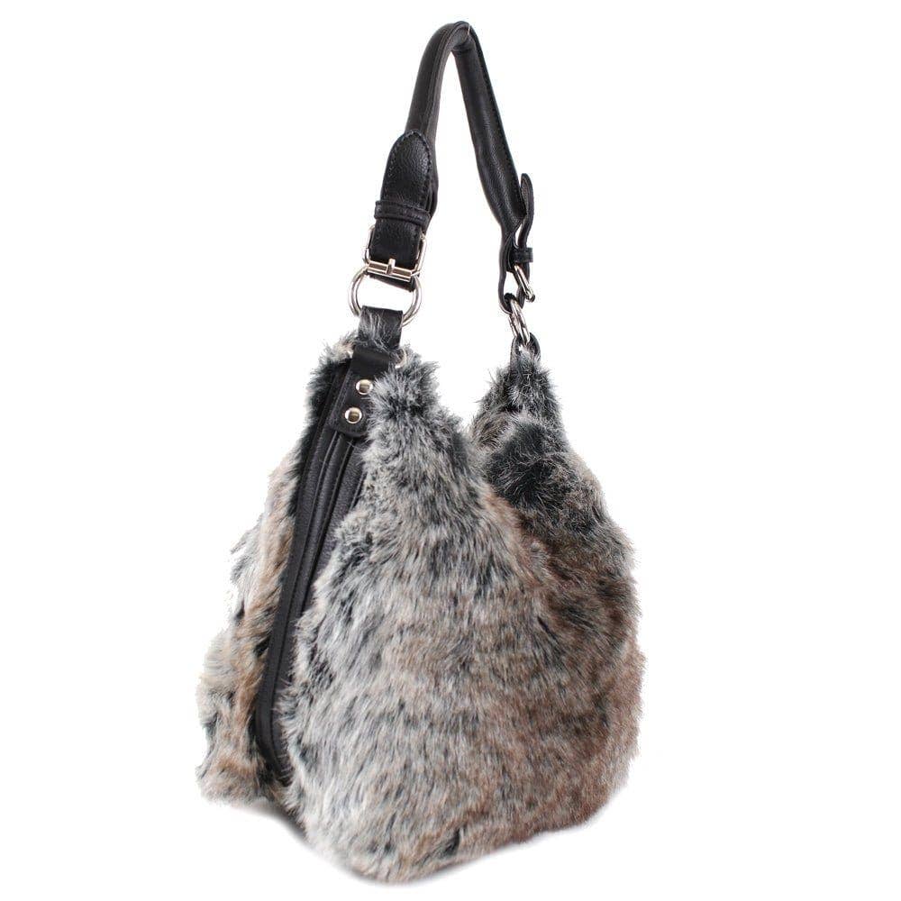 BR BLK 64632 Tricolor Faux-Fur Hobo Shoulder Bag for wholesale on Faire2