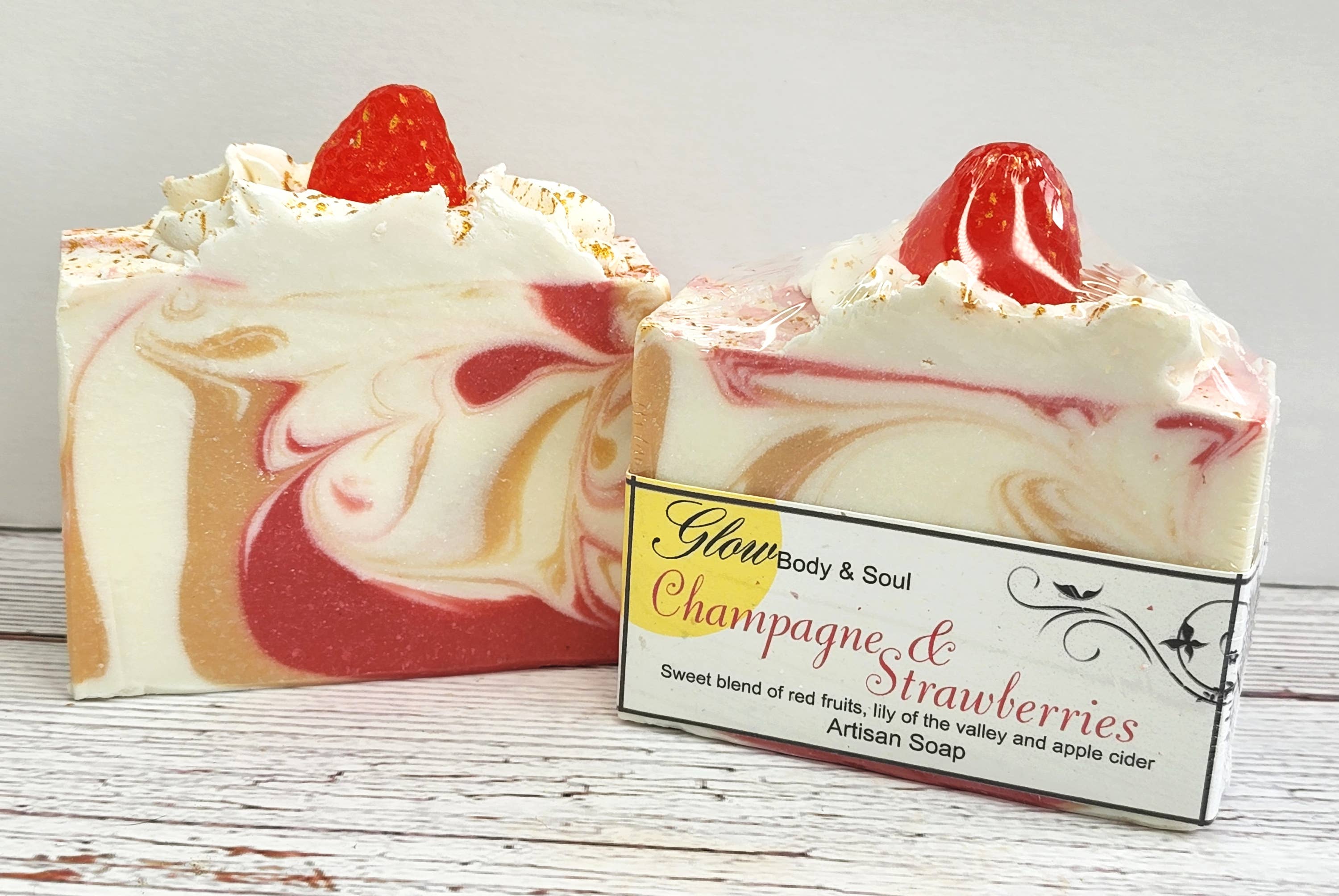 Glow Body and Soul - Wholesale Bar Soap - Champagne and Strawberries Soap Handmade Cold Process Vegan Soap0