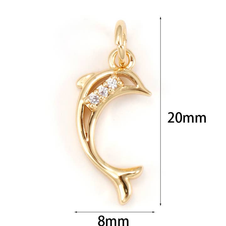 Micro Pave Dolphin Charm/Pendant for wholesale by LolaClaire Jewelry