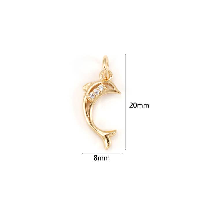 Micro Pave Dolphin Charm/Pendant for wholesale by LolaClaire Jewelry