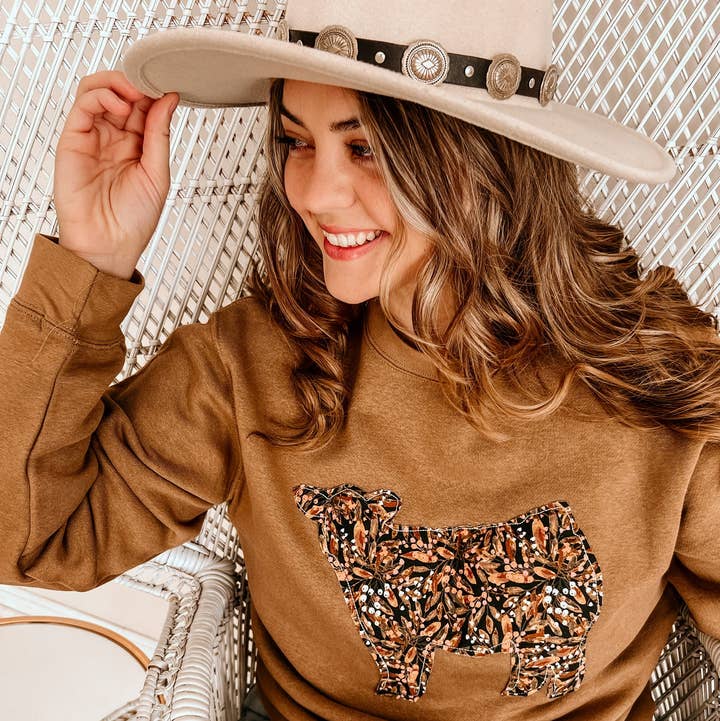 The White Stitch – Großhandel Sweatshirt – Damen – Kuh | Field Floral0