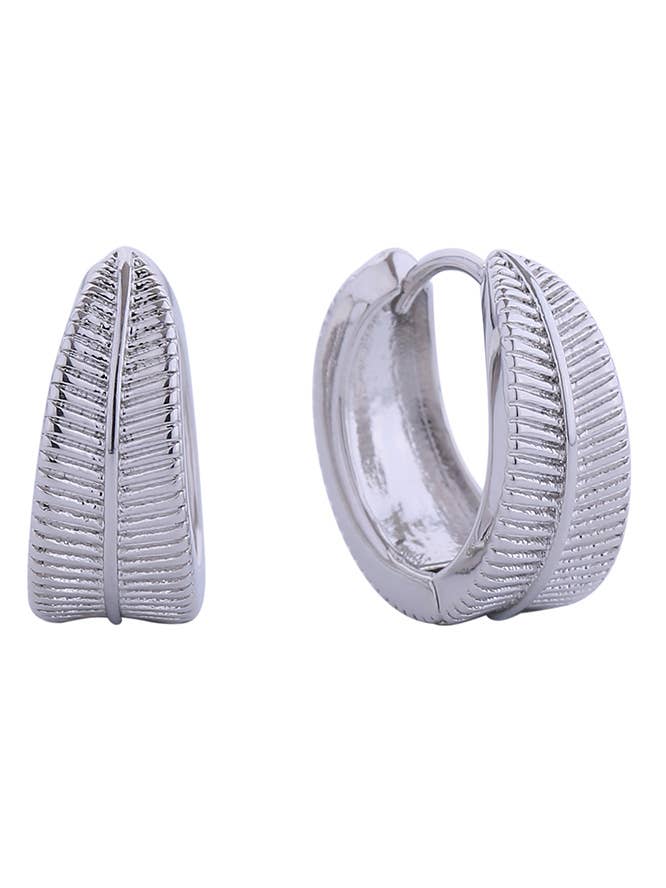 14K Ribbed Double Huggie Hoop Earring for wholesale by Hana