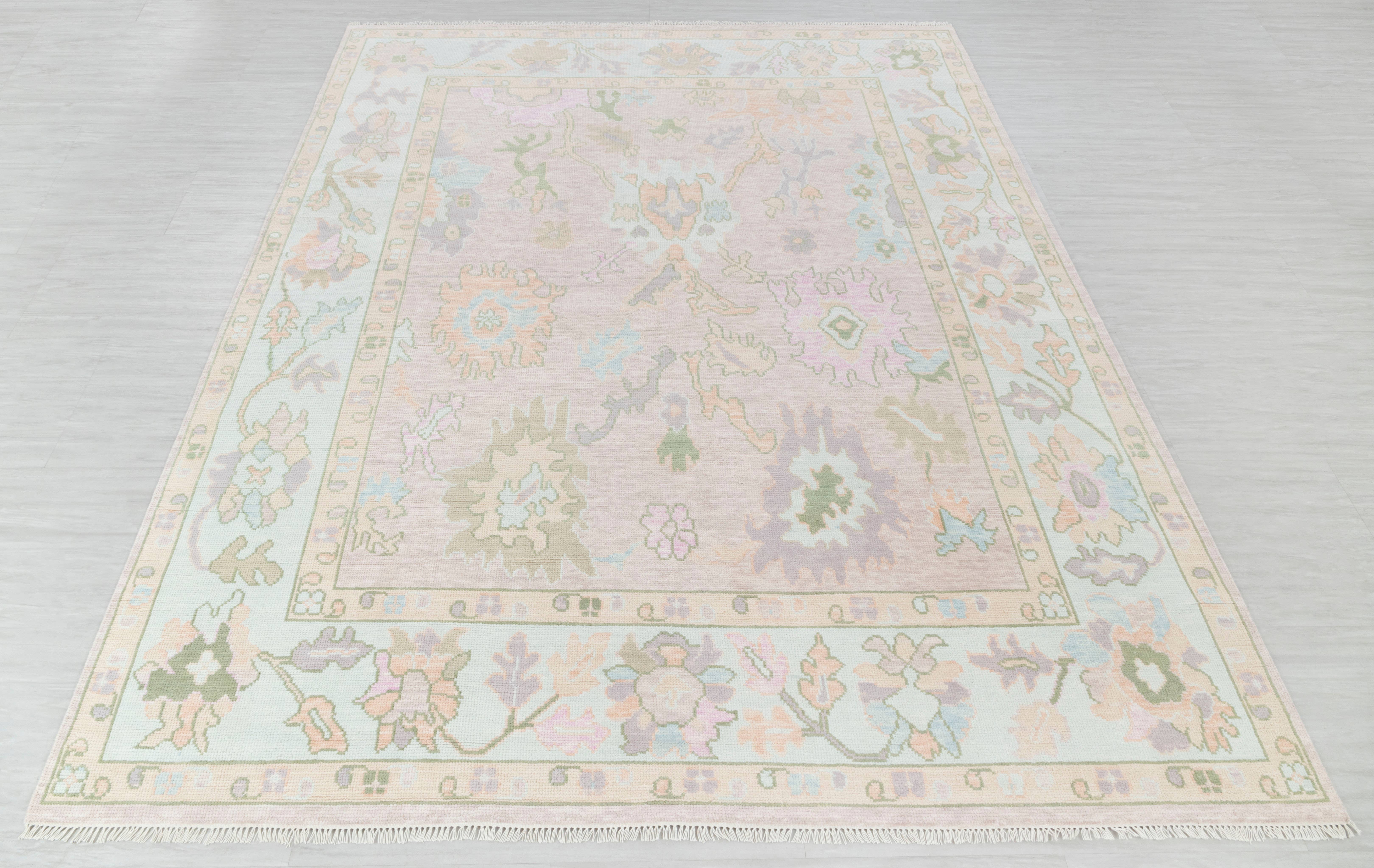 Aesthetic Homes LLC – Tapete por atacado – Tapete Oushak Moderno Rosa Azul, Lã, Tamanho Personalizado #21995