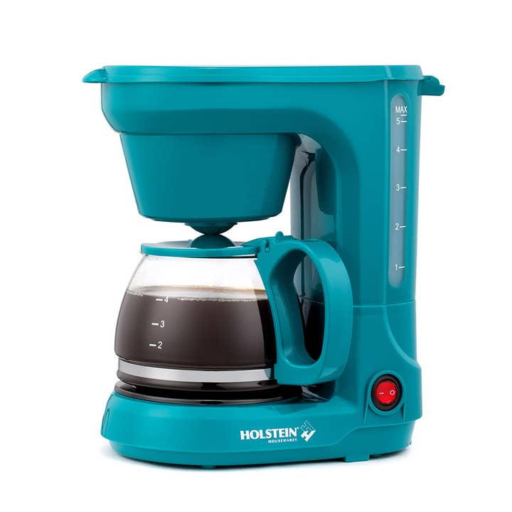 5-CUP COFFEE MAKER TEAL for wholesale by Holstein Housewares
