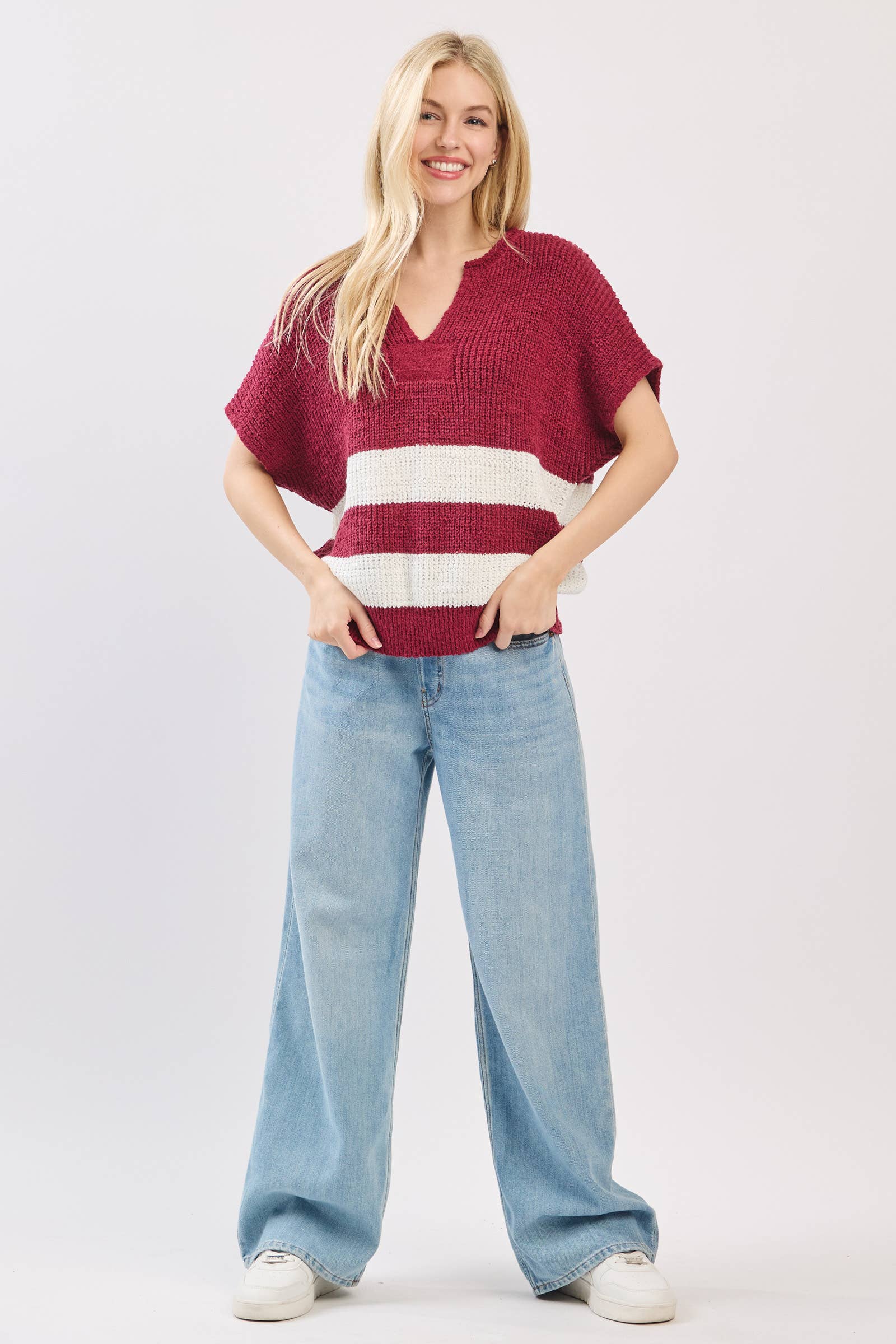 Sewn and Seen - Wholesale Knit Sweater - Women's - Stripe Knit Sleeveless Sweater39