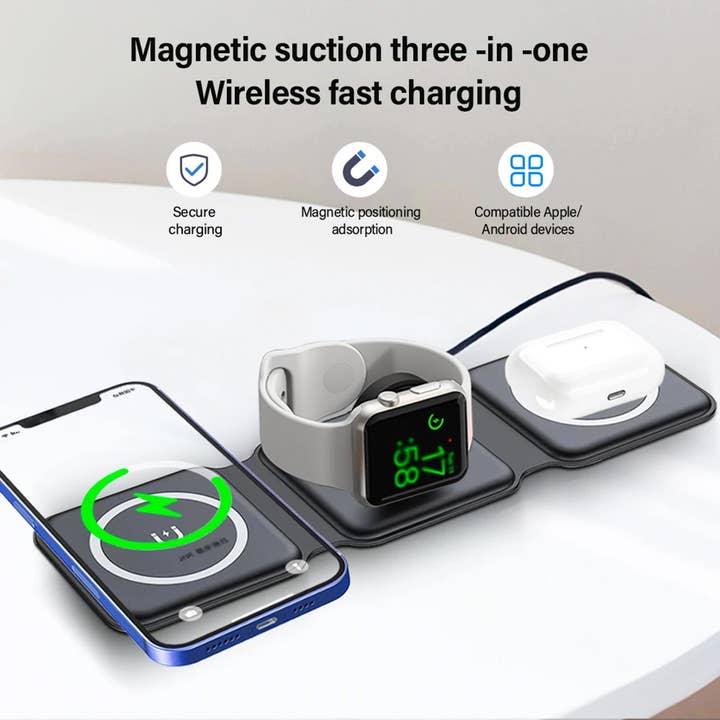 3in1 Wireless Magnetic Foldable Mat Charger For Iphones for wholesale by GulleeGadgets