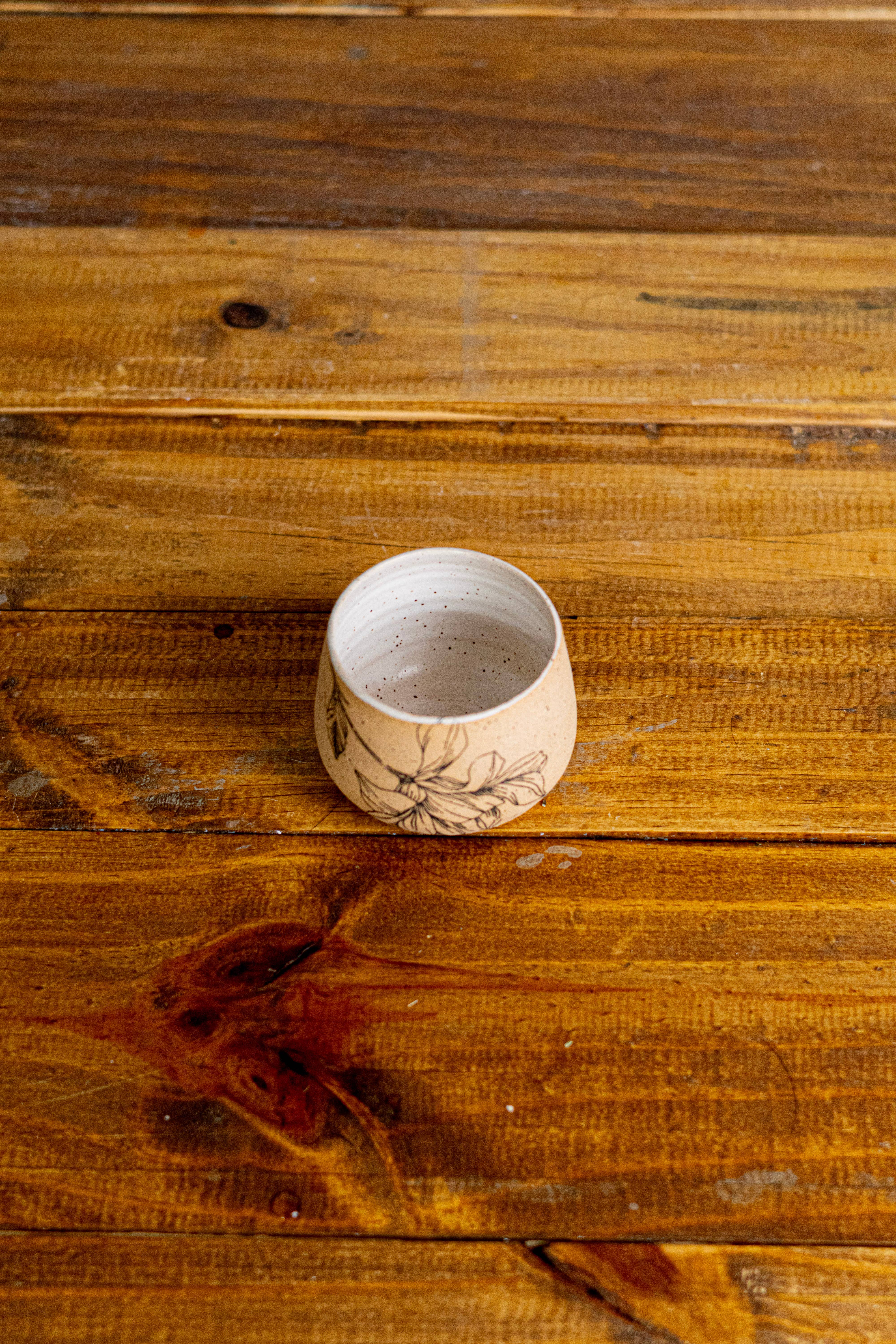 Hands On Ceramics - Wholesale Drinking Glass/Cup - Handmade Ceramic Floral espresso cup-3 ounce1