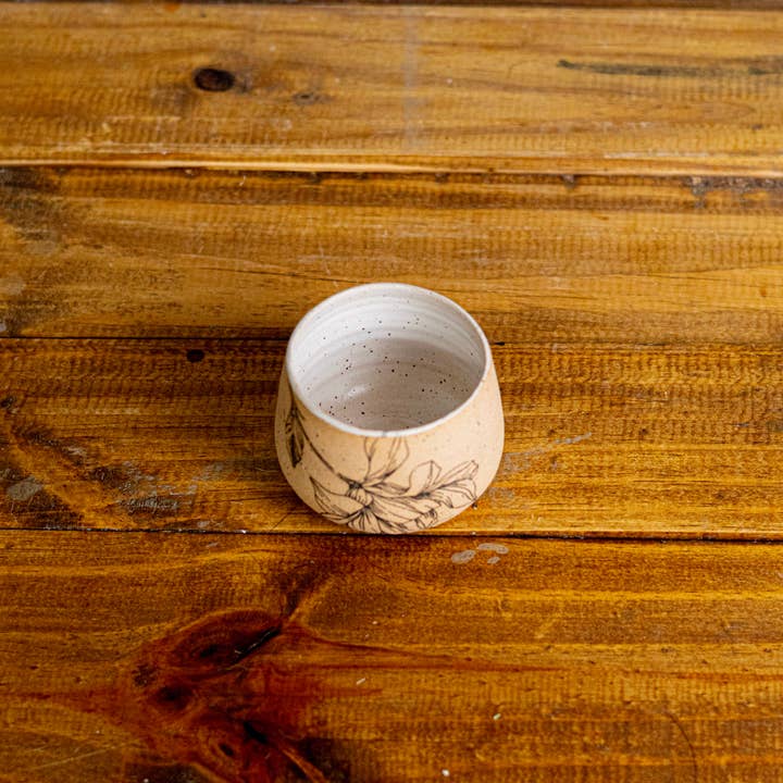 Hands On Ceramics - Wholesale Drinking Glass/Cup - Handmade Ceramic Floral espresso cup-3 ounce1