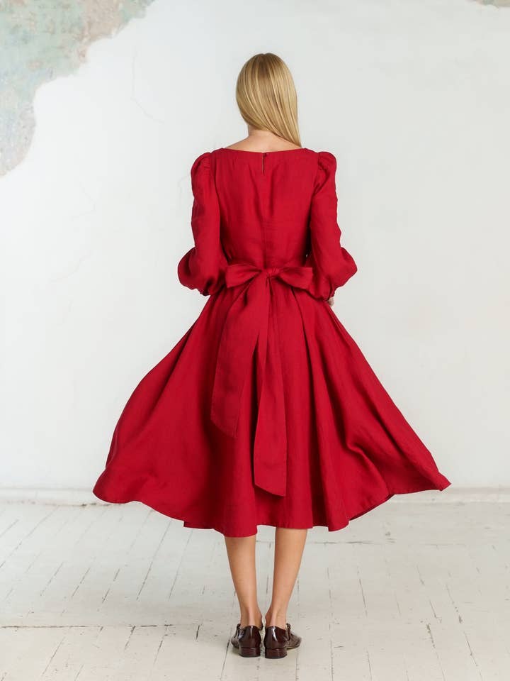 Red Poppy Hawthorn Dress, Long Sleeve for wholesale on Faire7