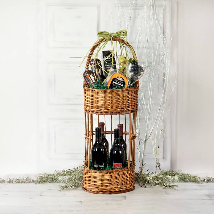 Willow Group - Wholesale Bar Tool - Round Boiled Willow Bar Caddy Basket Food & Drink Display2