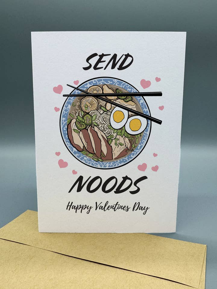 Carte de vœux - Envoie des nouilles - Saint-Valentin pour la vente par The Red Swan Shop