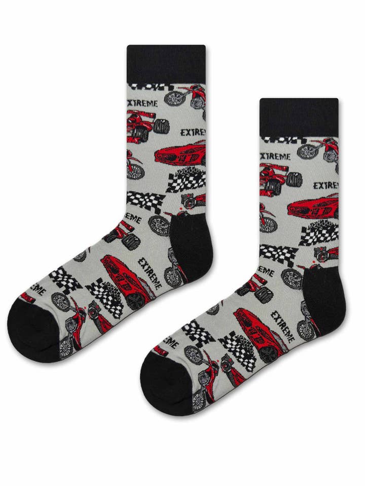 motorstrømper med racerbiler og ternede flag for engroshandel hos Marc JoJo