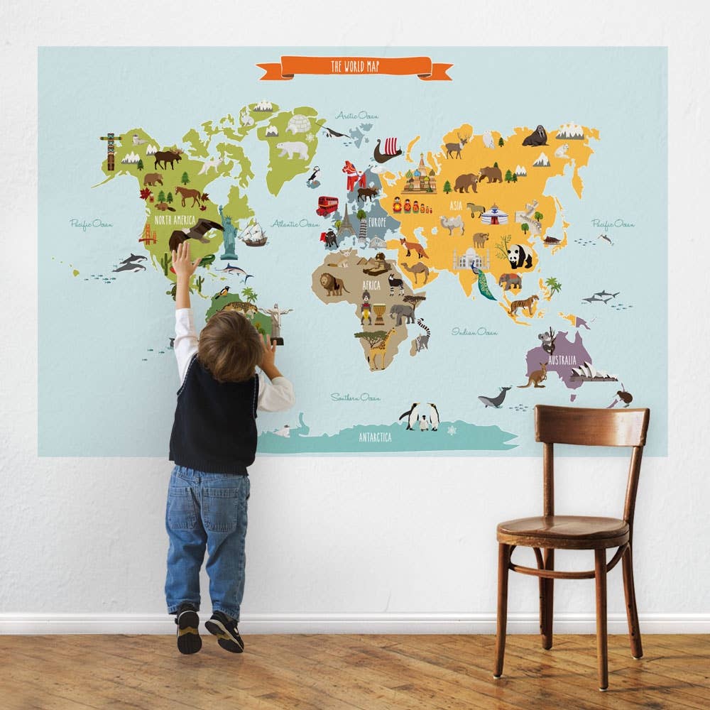 Simple Shapes - Wholesale Wall Decor - Kids & Baby - Children's World Map Poster Sticker0