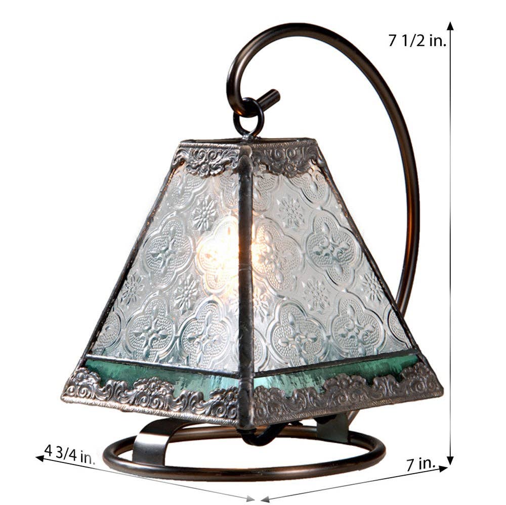 J Devlin Glass Art & Bert Anderson Collection - Wholesale Accent/Desk Lamp - Lam 559 Clear Vintage and Sage Mini Lamp2