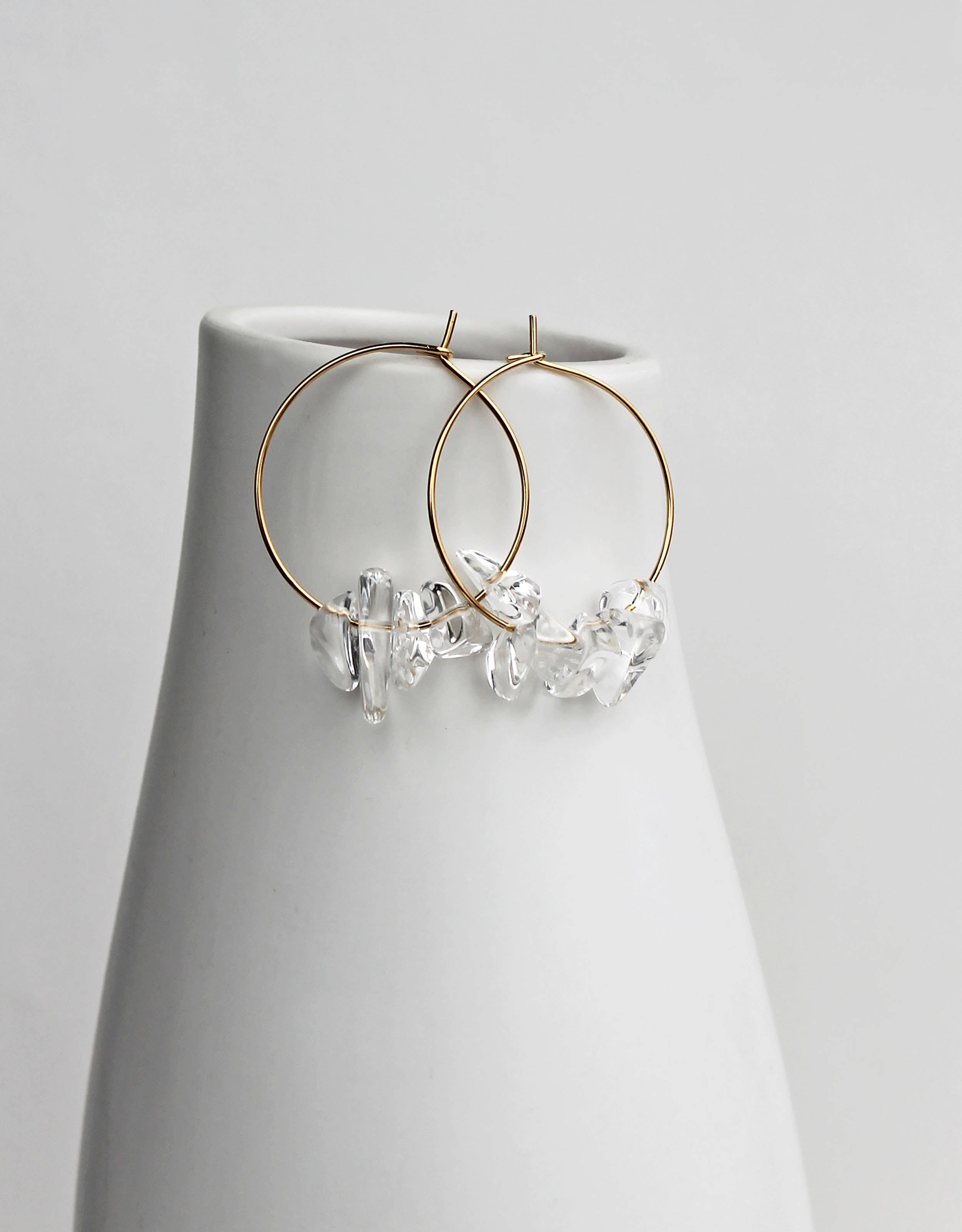 Laura Stark Designs - Wholesale Hoop Earrings - Boho Quartz Chip Hoops | Bohemian Hoops2