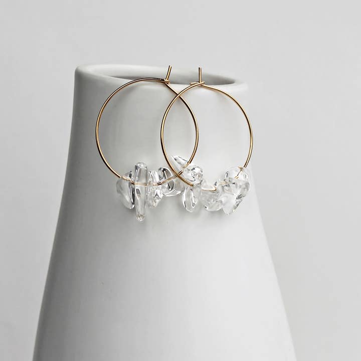Laura Stark Designs - Wholesale Hoop Earrings - Boho Quartz Chip Hoops | Bohemian Hoops2