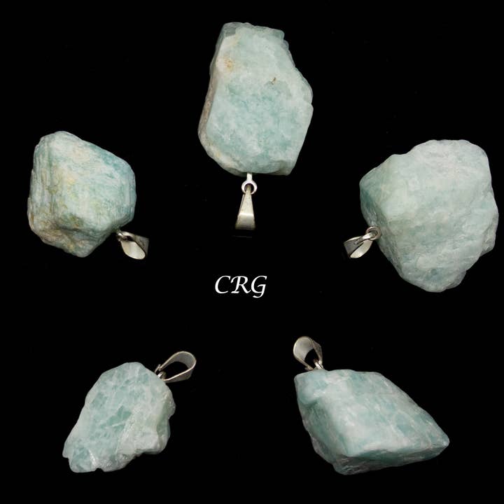 Juego de 5 - Colgante de amazonita de roca en bruto de Brasil/18-22 mm de promedio para venta al por mayor de Crystal River Gems LLC