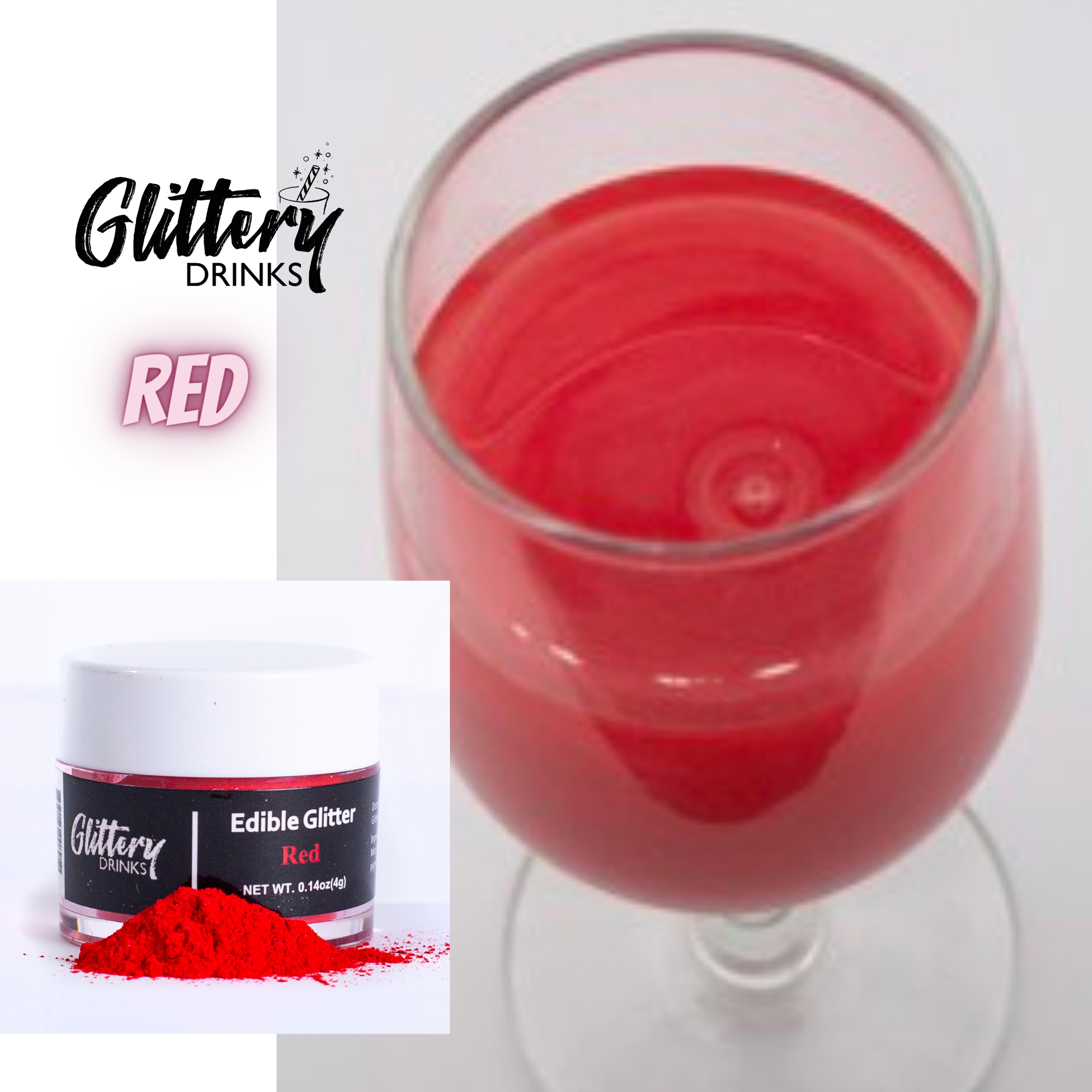 Glittery - Edible, Cosmetic and Biodegradable Glitter Products – drink topper por atacado – Pó Brilhante Comestível para Bebidas - Glitter em Cores Variadas4
