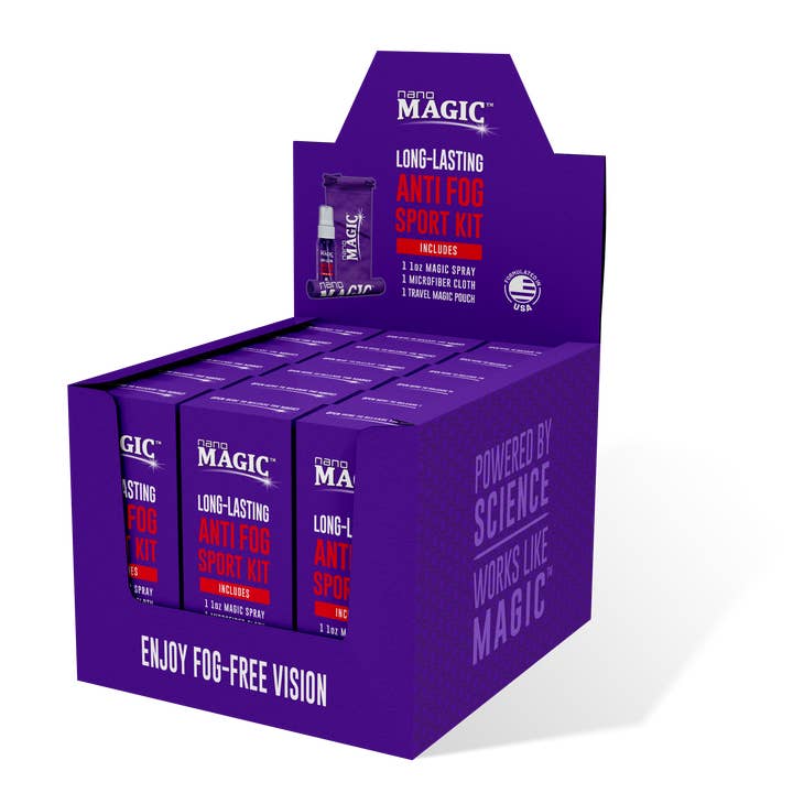 Nano Magic Anti Tåge Sport 1 ounce Kit - 18 stykke POP-skærm for engroshandel hos Nano Magic