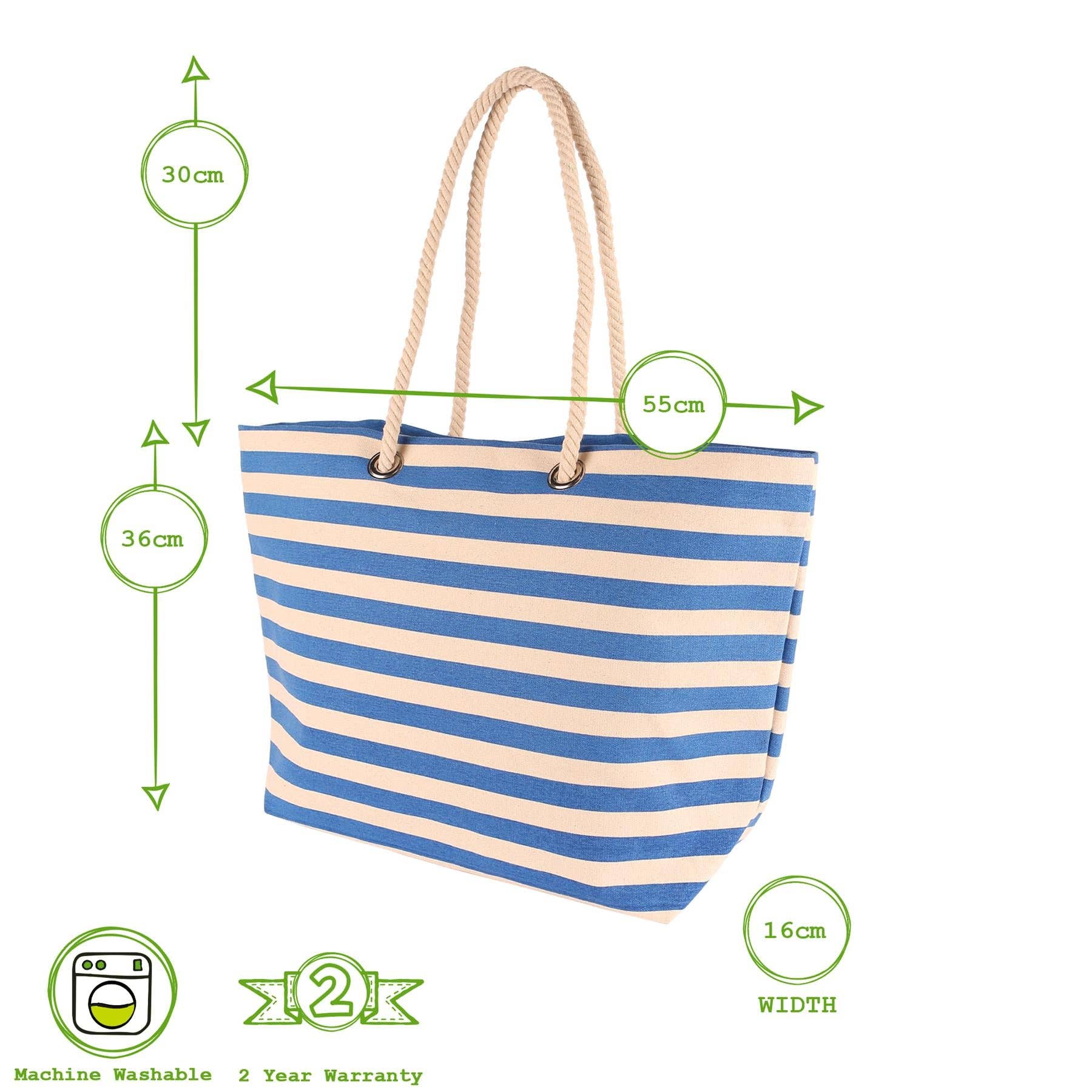 Rinkit Pty Ltd - Wholesale Beach Bag - Large Striped Canvas Tote Beach Bag - 55cm x 36cm - By Nicola Spring28