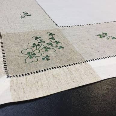 Dublin Gift Company - Vente Nappes - Nappe brodée Samuel Lamont Kinsale Irish Shamrock