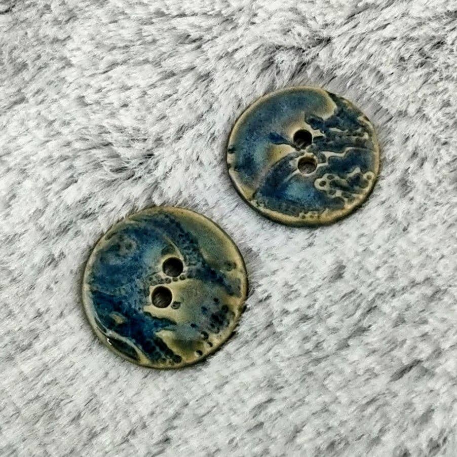 Flicker Bug – Engroshandel Syknapper – Blå blad kunsthåndværk keramiske knapper i flere størrelser1