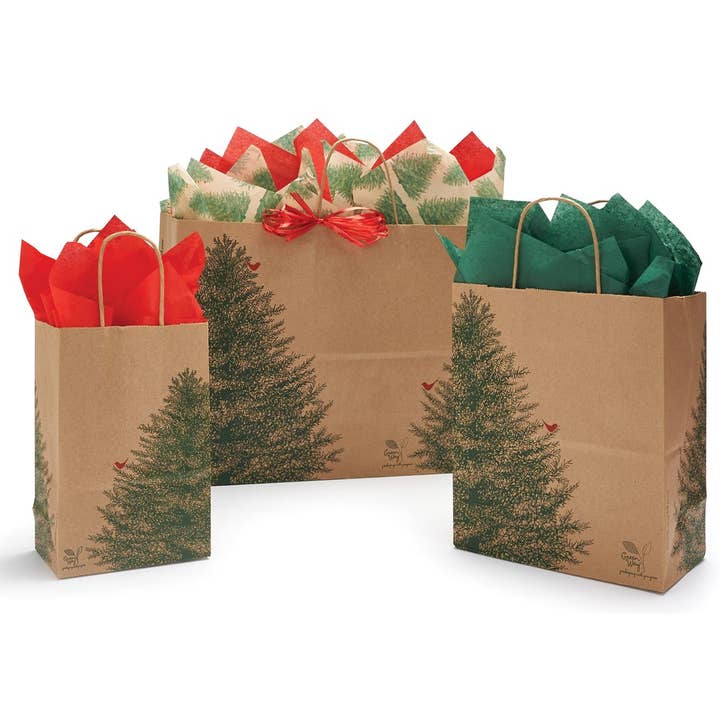 Nashville Wraps - Wholesale Gift Bag - Evergreen Tree Christmas Paper Gift Bags