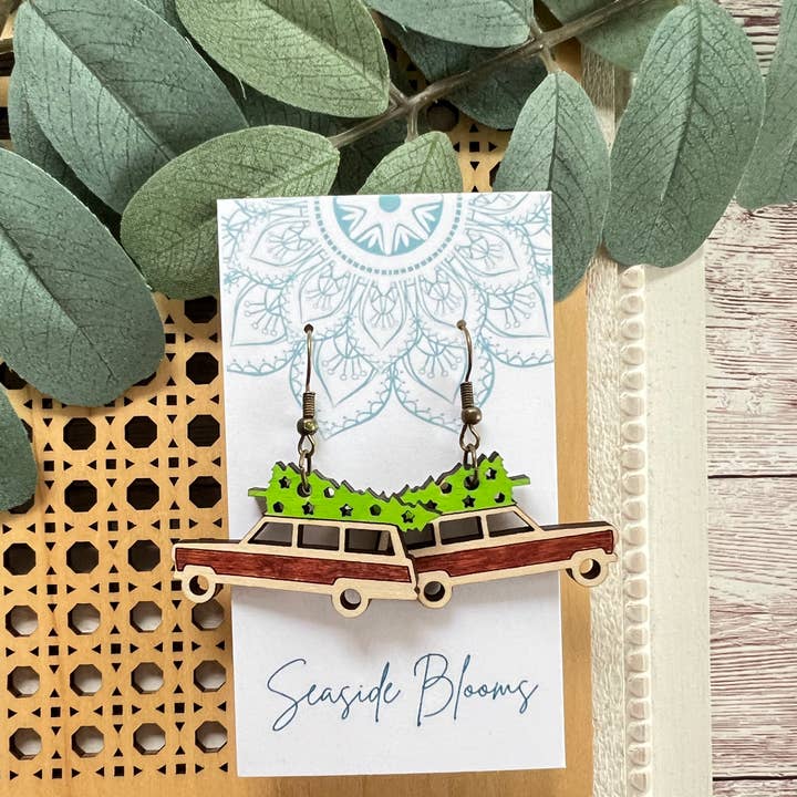 Seasideblooms - Wholesale Dangle Earrings - Christmas vacation hand painted lightweight maple woodÂ
