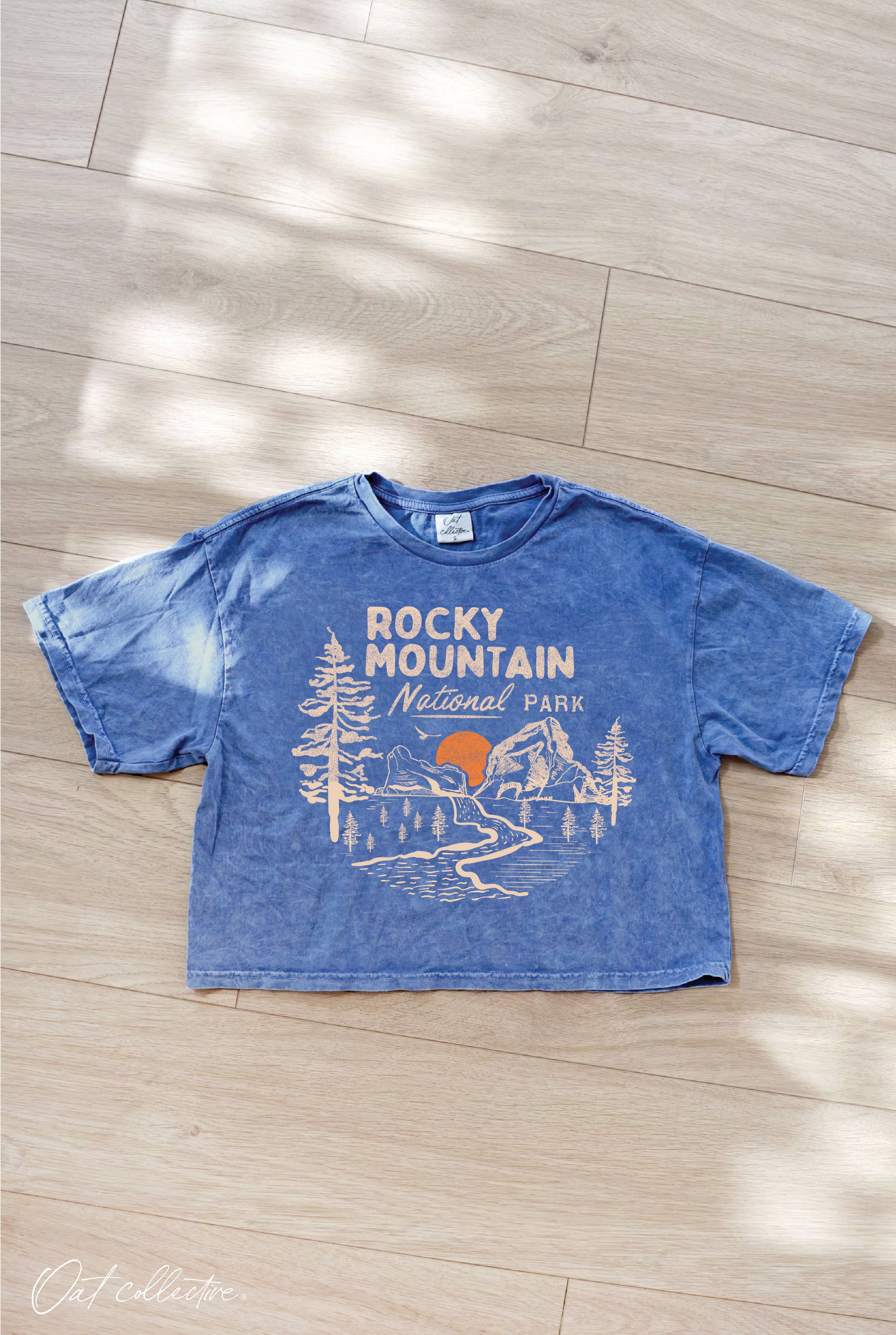 OAT COLLECTIVE - Vente T-shirt sérigraphié – femme - Haut à imprimé minéral court ROCKY MOUNTAIN NATIONAL PARK6