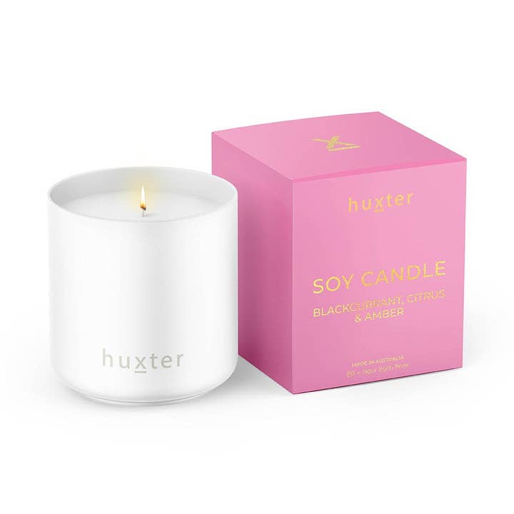 Vela en caja con más de 50 horas de duración - Grosella negra, cítricos y ámbar para venta al por mayor de Huxter