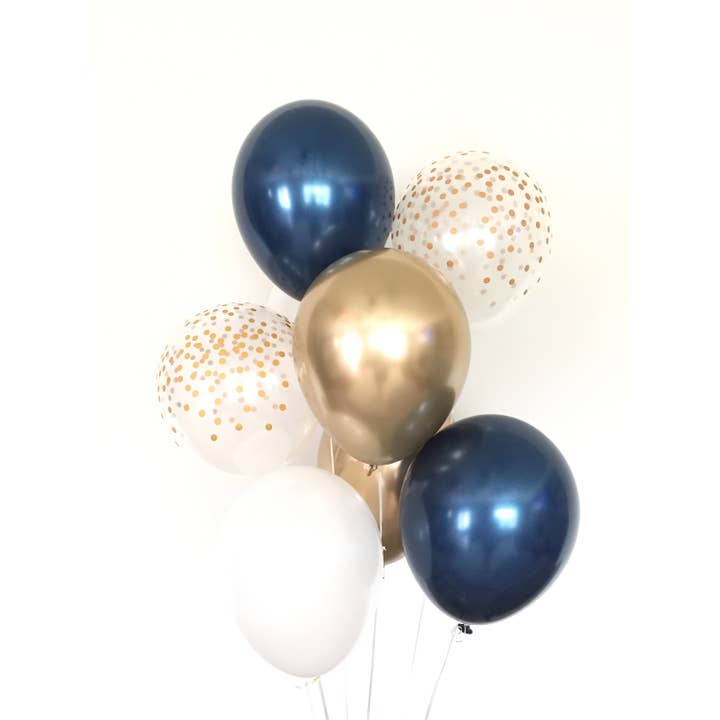Hullaballoons – Engroshandel Ballon – Navy og Guld Balloner | Sæt med 8 Latex Balloner