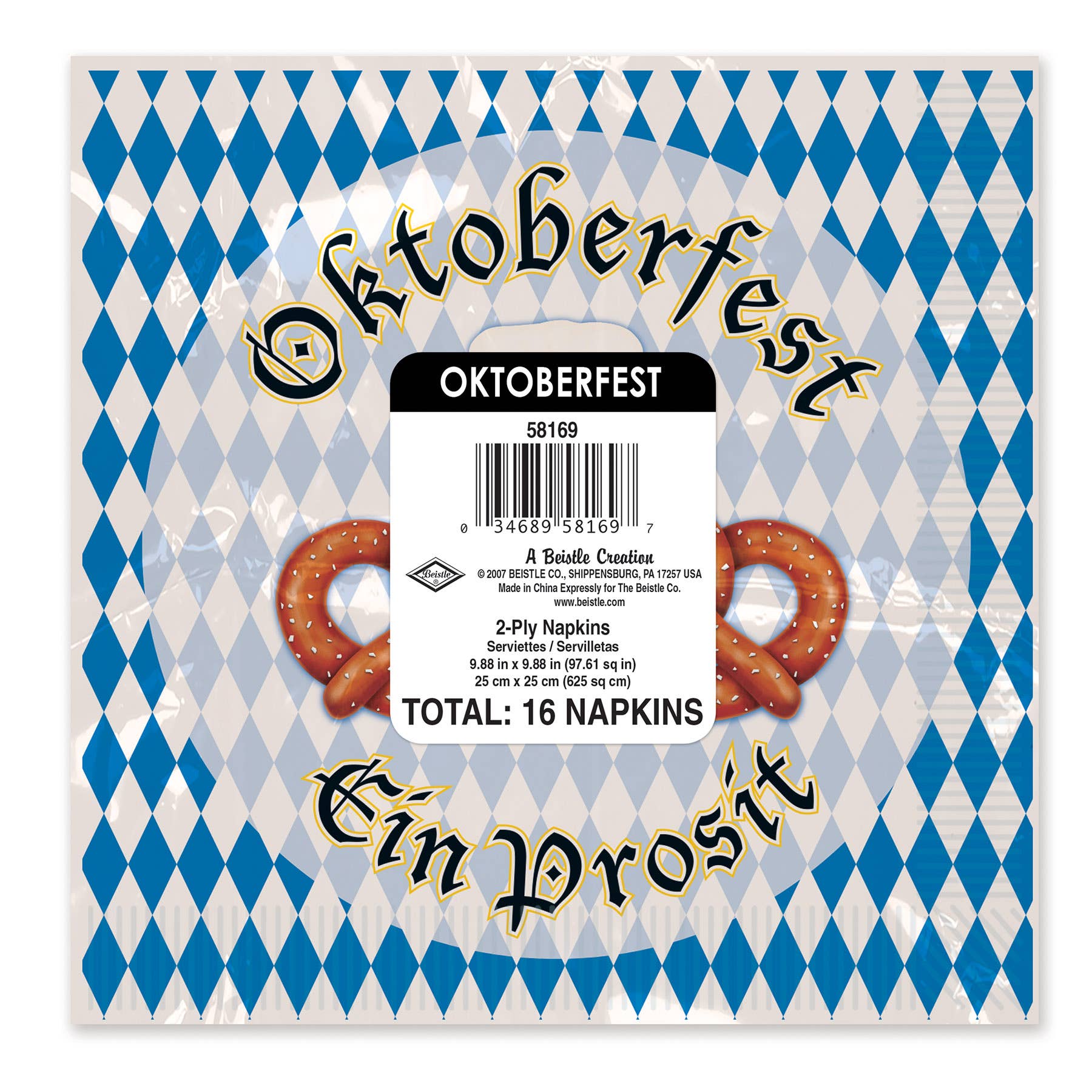 Beistle - Wholesale Disposable Napkin - Oktoberfest Beverage Bavarian 2-ply Napkins, 16/pkg1