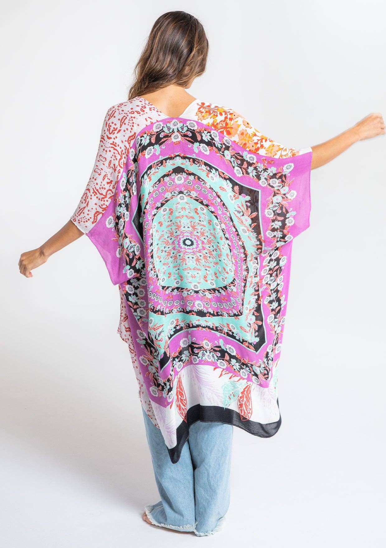 Lovestitch - Wholesale Kimono - Women's - Floral Multi Bohemian Open Front Kimono20