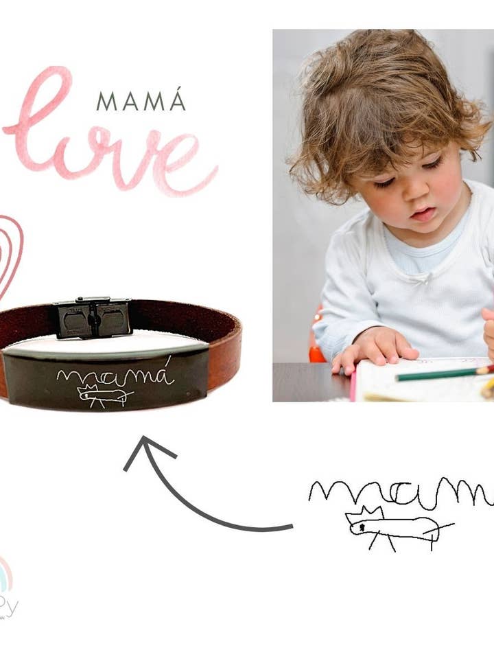 Bracelet basique en cuir lisse pour son dessin en titane de 40 mm. pour la vente par Happypulseras