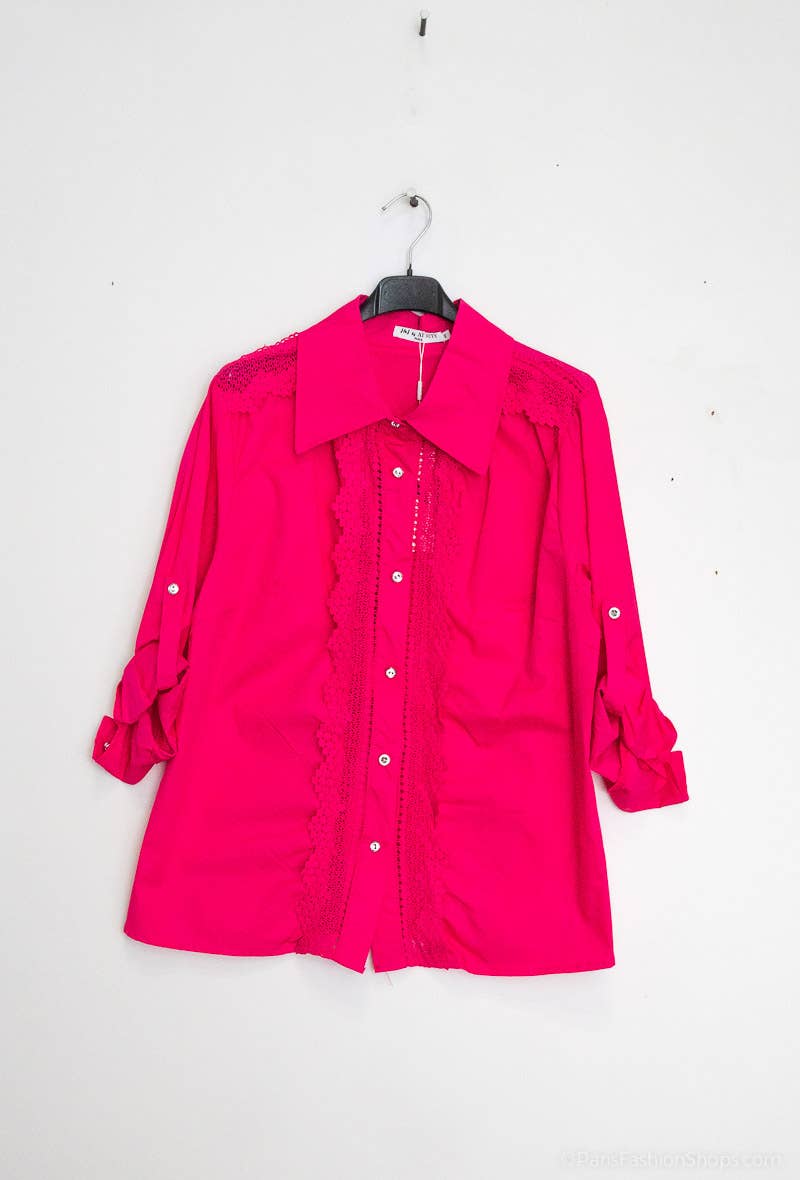 Afinity - Vente Chemise à col boutonné – femme - Chemise femme grande taille Élégance & confort en coton M1927