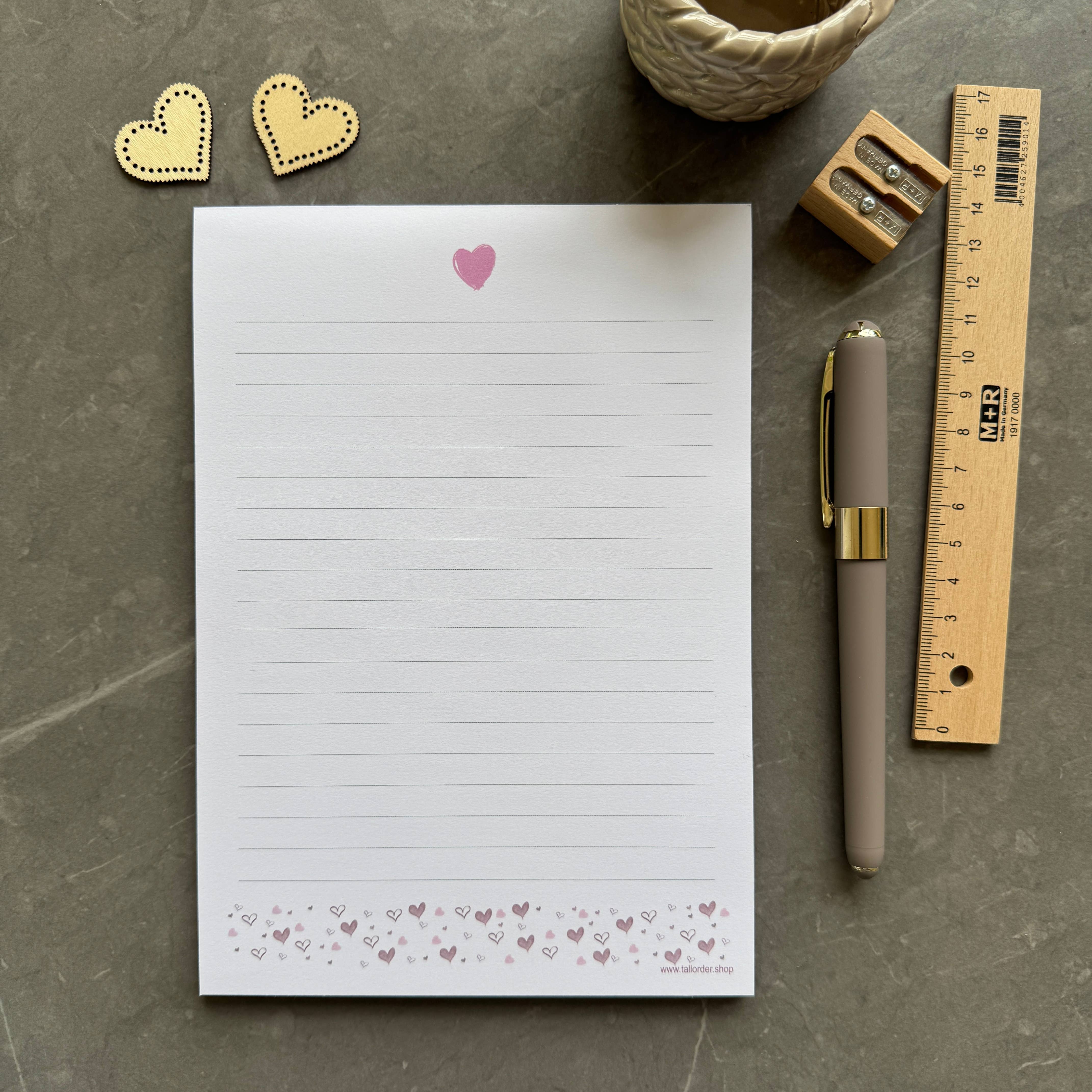 Tall Order - Wholesale Notepad - A5 Notepad with Heart Pattern, Jotter, Love Letter Lined Pad11