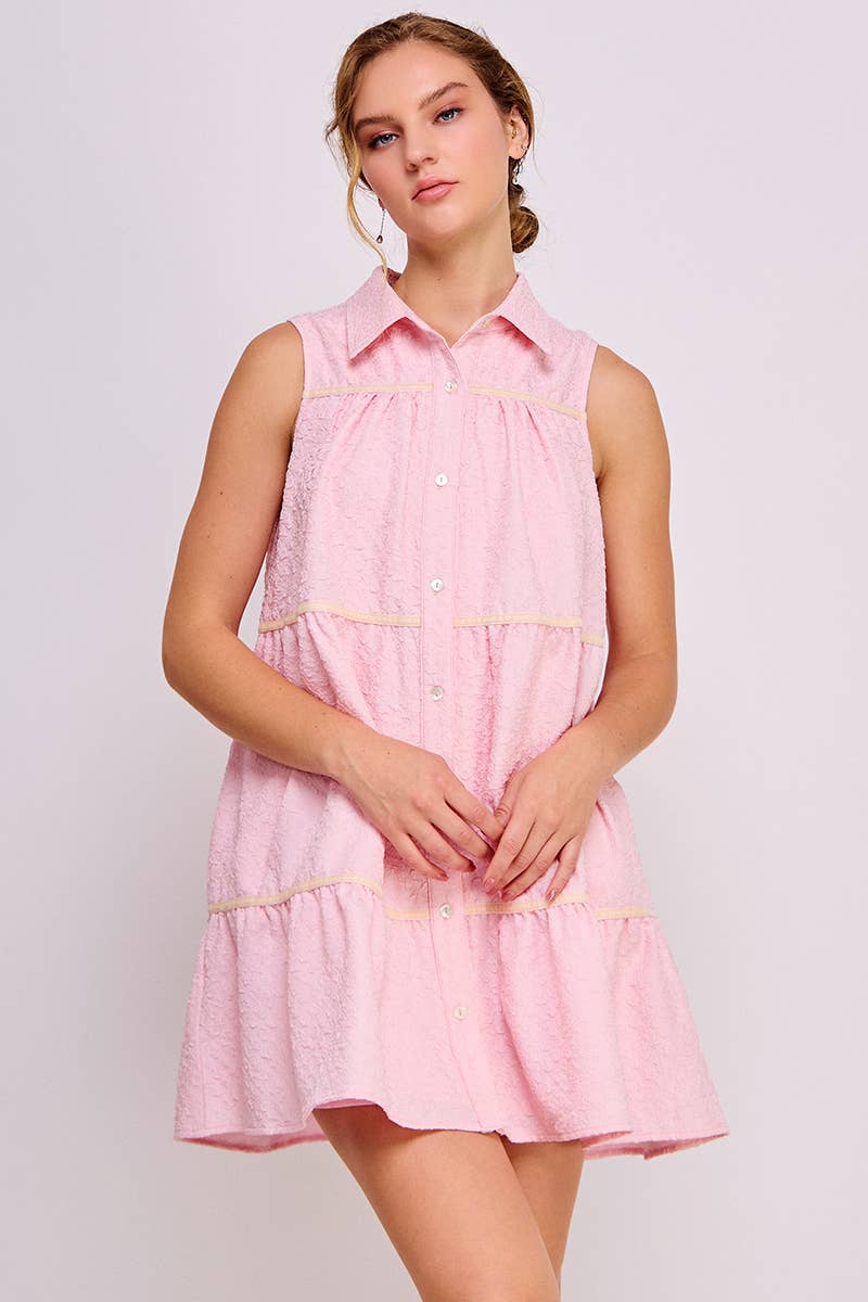 AIBLEE - Venta al por mayor Vestido - Mujer - Vestido mini de vuelo abotonado - Sin mangas21