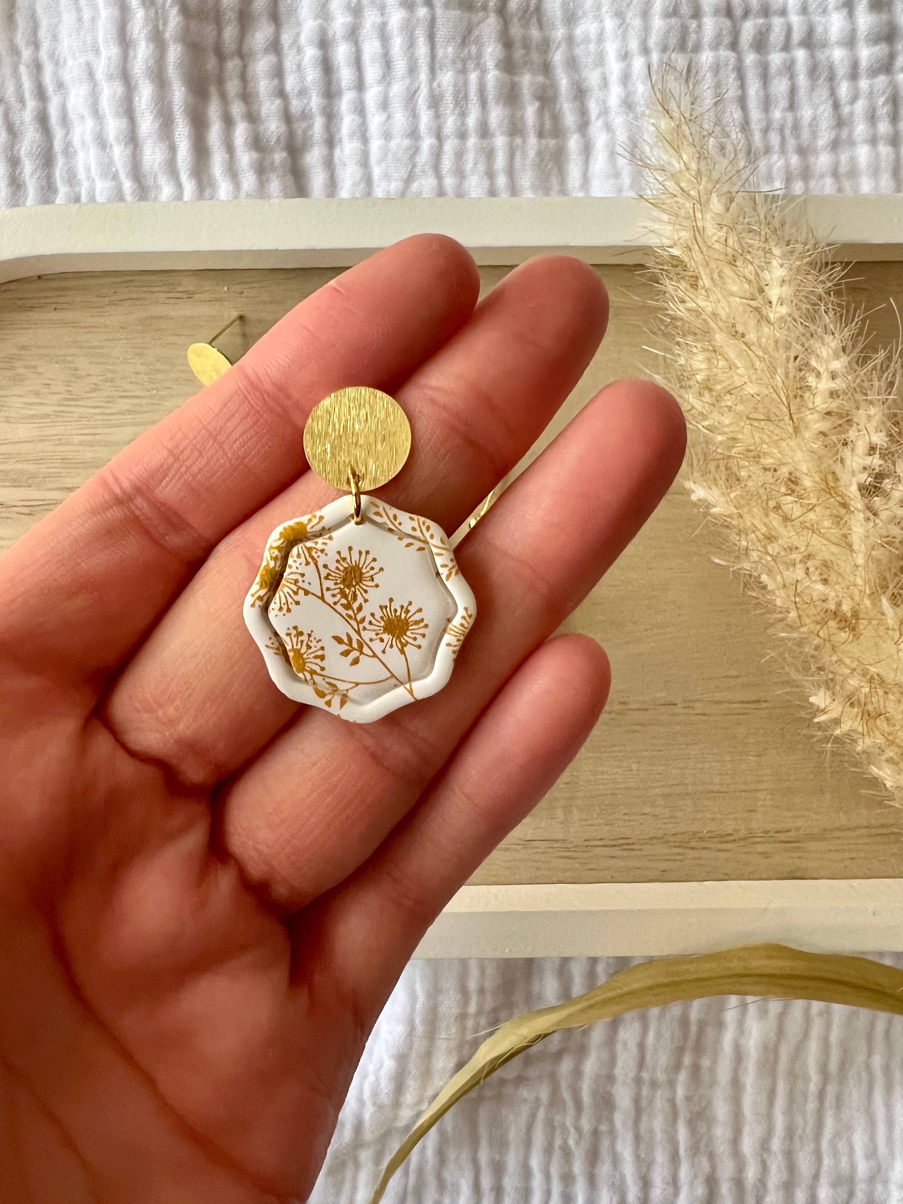 SeizeTheClayJewelry - Vente Boucles d'oreilles pendantes - Boucles d'oreilles en argile de pissenlit0