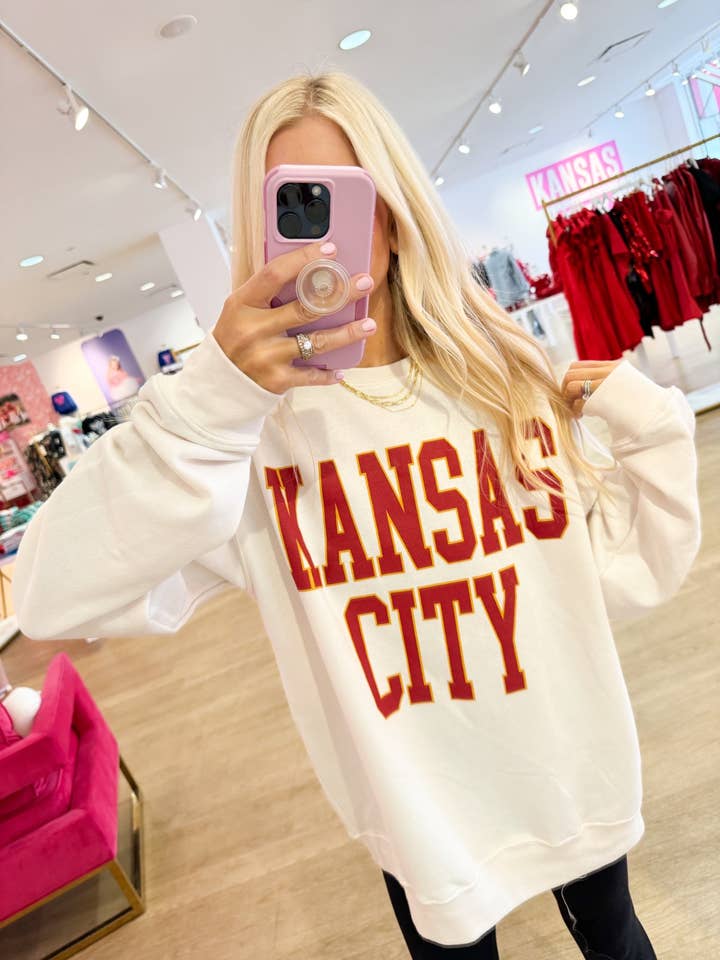 Elfenbeinfarbener Bold Kansas City Sweatshirt Pack für den Großhandel von Pink Dinosaur